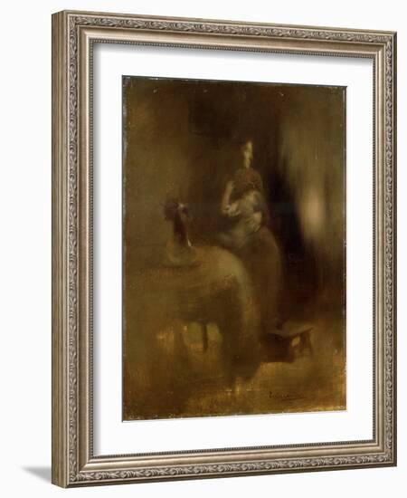 Woman with a Baby in Her Lap, 1890S-Eugene Carriere-Framed Giclee Print