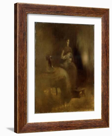 Woman with a Baby in Her Lap, 1890S-Eugene Carriere-Framed Giclee Print