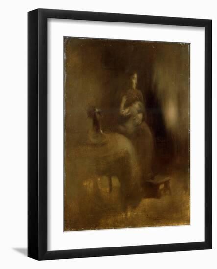 Woman with a Baby in Her Lap, 1890S-Eugene Carriere-Framed Giclee Print