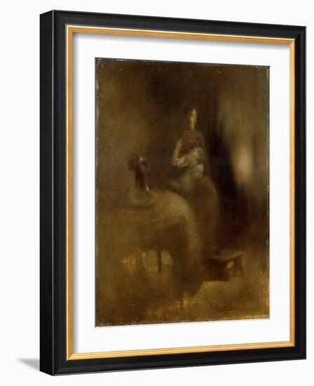 Woman with a Baby in Her Lap, 1890S-Eugene Carriere-Framed Giclee Print