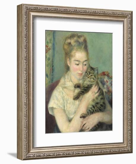 Woman with a Cat, 1875-Pierre-Auguste Renoir-Framed Art Print