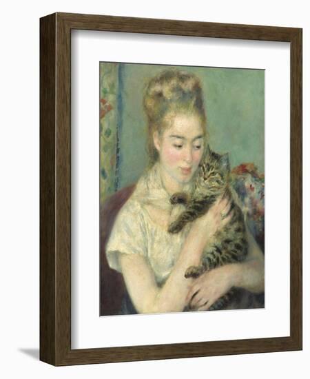 Woman with a Cat, 1875-Pierre-Auguste Renoir-Framed Art Print