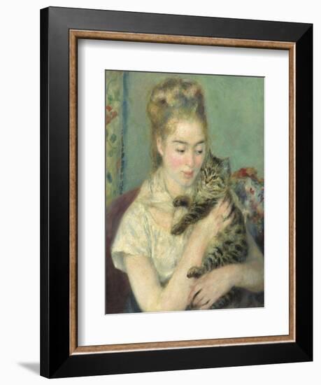 Woman with a Cat, 1875-Pierre-Auguste Renoir-Framed Art Print