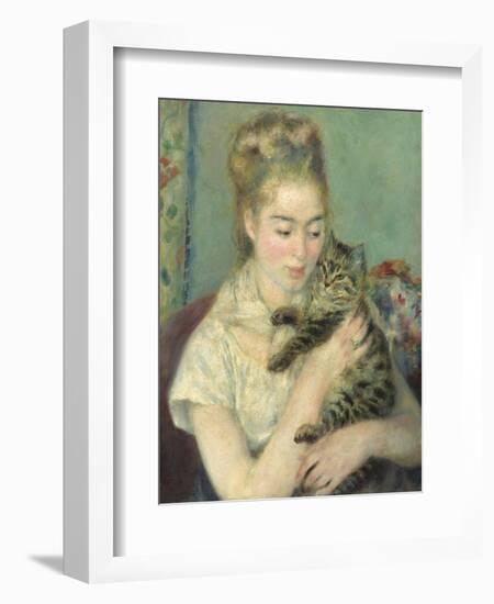 Woman with a Cat, 1875-Pierre-Auguste Renoir-Framed Art Print