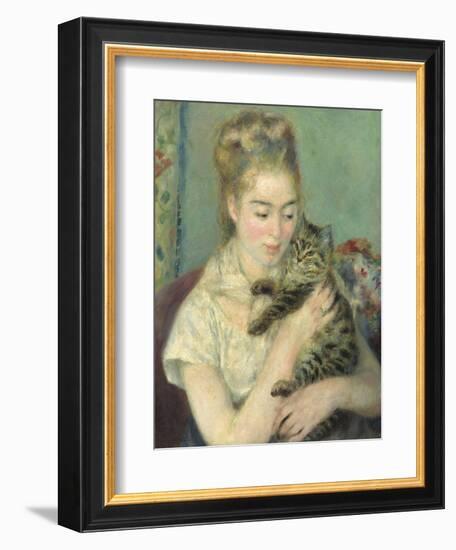 Woman with a Cat, 1875-Pierre-Auguste Renoir-Framed Art Print