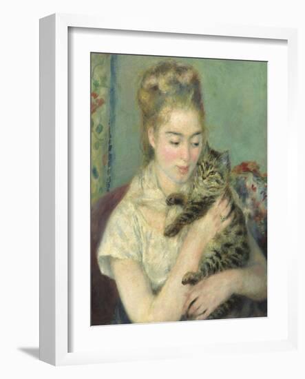 Woman with a Cat, 1875-Pierre-Auguste Renoir-Framed Art Print