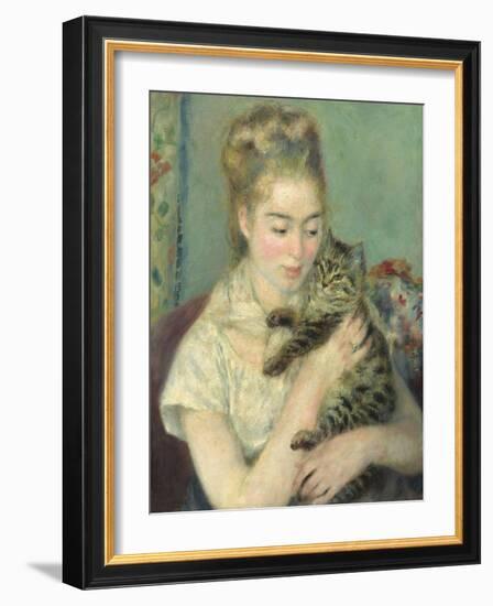 Woman with a Cat, 1875-Pierre-Auguste Renoir-Framed Art Print