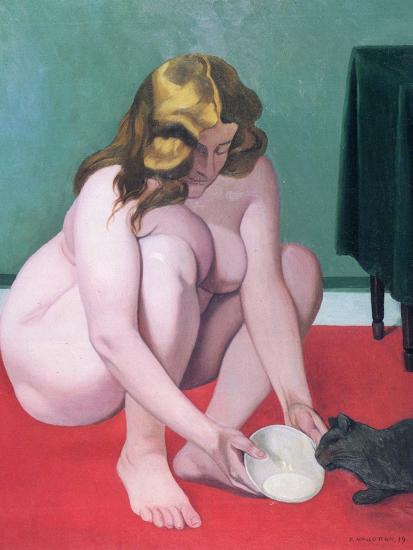 Woman with a Cat, 1919-Felix Edouard Vallotton-Framed Giclee Print