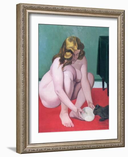 Woman with a Cat, 1919-Felix Edouard Vallotton-Framed Giclee Print