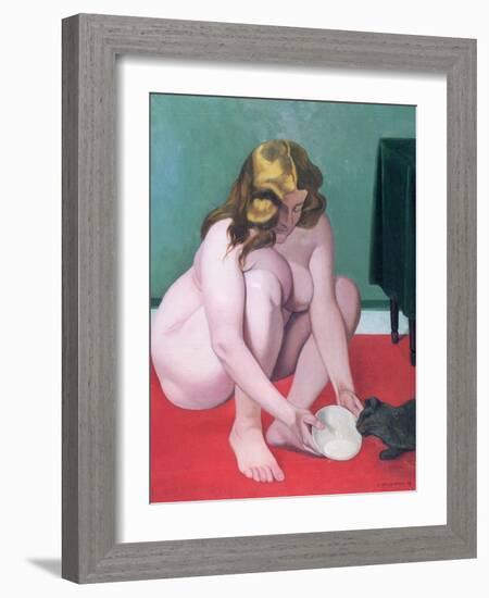 Woman with a Cat, 1919-Felix Edouard Vallotton-Framed Giclee Print