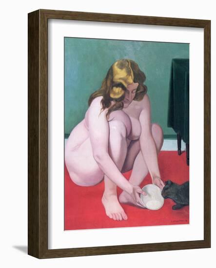 Woman with a Cat, 1919-Felix Edouard Vallotton-Framed Giclee Print