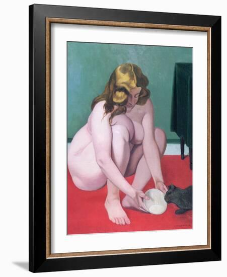 Woman with a Cat, 1919-Felix Edouard Vallotton-Framed Giclee Print