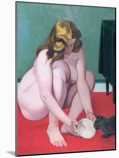 Woman with a Cat, 1919-Felix Edouard Vallotton-Mounted Giclee Print