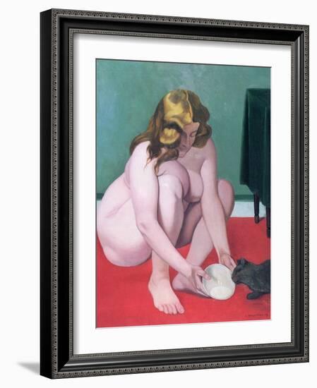 Woman with a Cat, 1919-Felix Edouard Vallotton-Framed Giclee Print