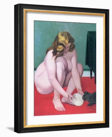 Woman with a Cat, 1919-Felix Edouard Vallotton-Framed Giclee Print