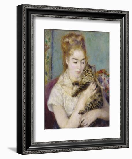 Woman with a Cat, C.1875-Pierre-Auguste Renoir-Framed Giclee Print