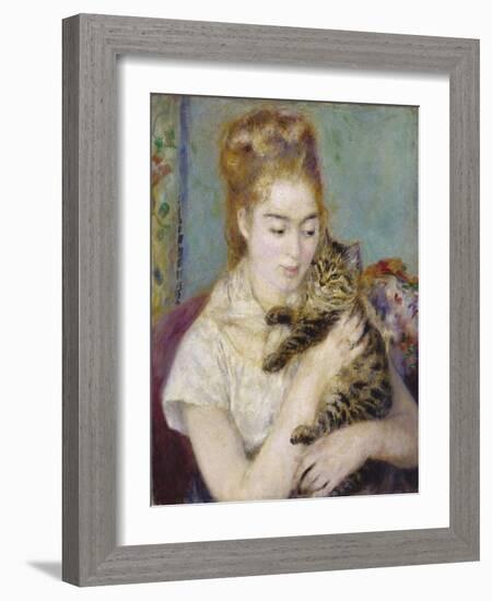 Woman with a Cat, C.1875-Pierre-Auguste Renoir-Framed Giclee Print