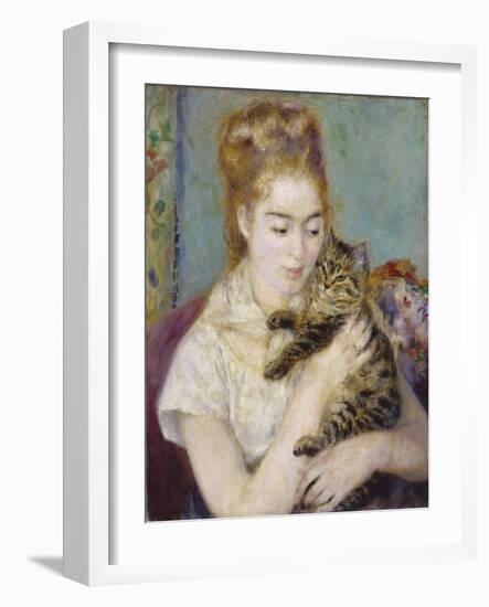 Woman with a Cat, C.1875-Pierre-Auguste Renoir-Framed Giclee Print