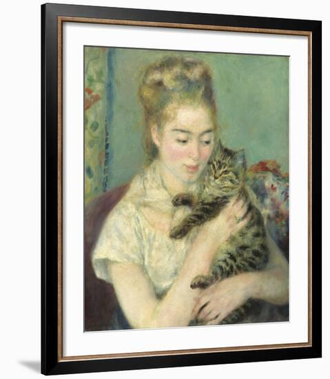 Woman with a Cat, c1875-Pierre-Auguste Renoir-Framed Premium Giclee Print