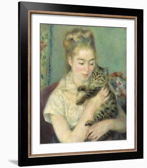 Woman with a Cat, c1875-Pierre-Auguste Renoir-Framed Premium Giclee Print