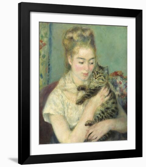 Woman with a Cat, c1875-Pierre-Auguste Renoir-Framed Premium Giclee Print