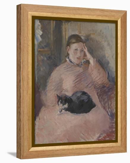 Woman with a Cat-Edouard Manet-Framed Premier Image Canvas