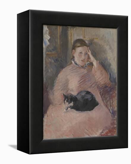 Woman with a Cat-Edouard Manet-Framed Premier Image Canvas