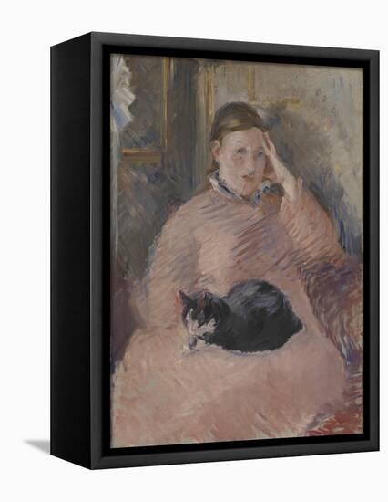 Woman with a Cat-Edouard Manet-Framed Premier Image Canvas