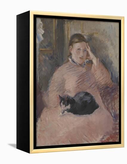 Woman with a Cat-Edouard Manet-Framed Premier Image Canvas