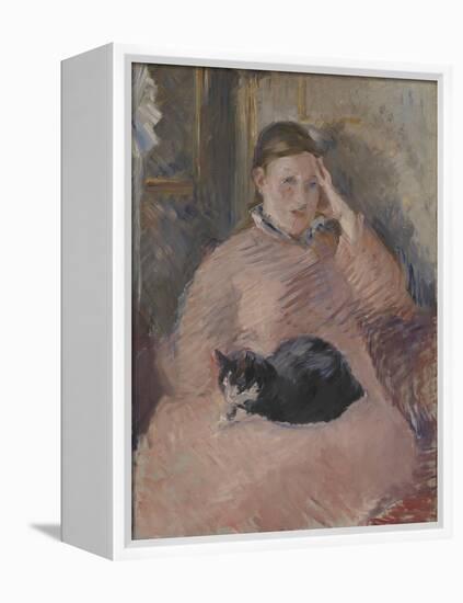 Woman with a Cat-Edouard Manet-Framed Premier Image Canvas