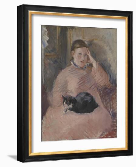 Woman with a Cat-Edouard Manet-Framed Giclee Print