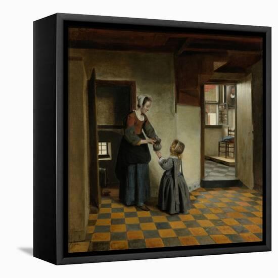 Woman with a Child in a Pantry, C. 1656-60-Pieter de Hooch-Framed Stretched Canvas