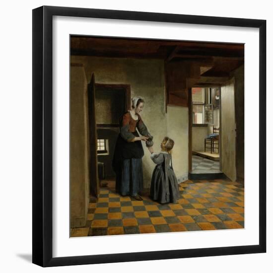 Woman with a Child in a Pantry, C. 1656-60-Pieter de Hooch-Framed Art Print