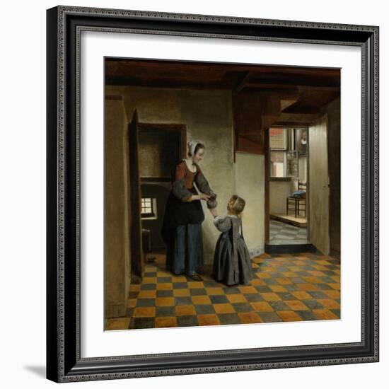 Woman with a Child in a Pantry, C. 1656-60-Pieter de Hooch-Framed Art Print