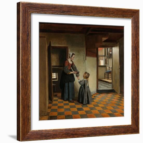 Woman with a Child in a Pantry, c.1656-60-Pieter de Hooch-Framed Giclee Print