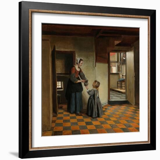 Woman with a Child in a Pantry, c.1656-60-Pieter de Hooch-Framed Giclee Print