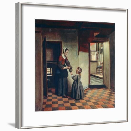 Woman with a Child in a Pantry, C1660-Pieter de Hooch-Framed Giclee Print