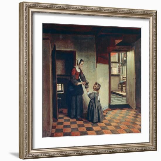 Woman with a Child in a Pantry, C1660-Pieter de Hooch-Framed Giclee Print