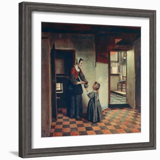 Woman with a Child in a Pantry, C1660-Pieter de Hooch-Framed Giclee Print