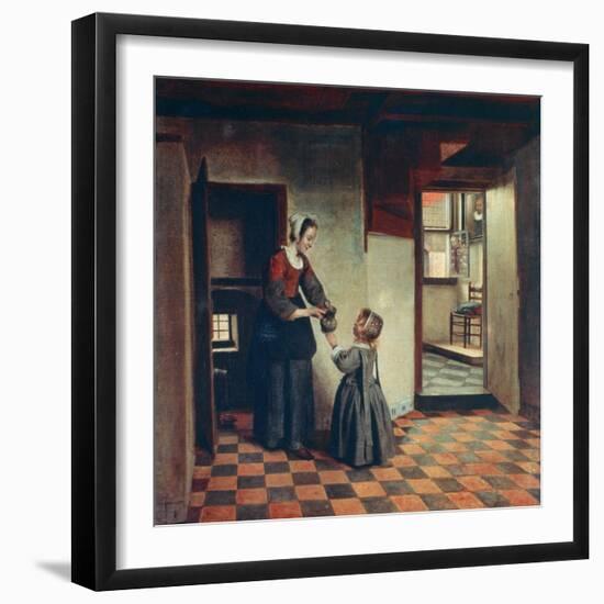 Woman with a Child in a Pantry, C1660-Pieter de Hooch-Framed Giclee Print