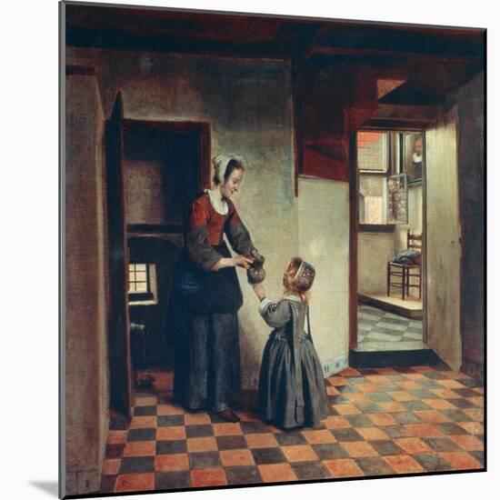 Woman with a Child in a Pantry, C1660-Pieter de Hooch-Mounted Giclee Print