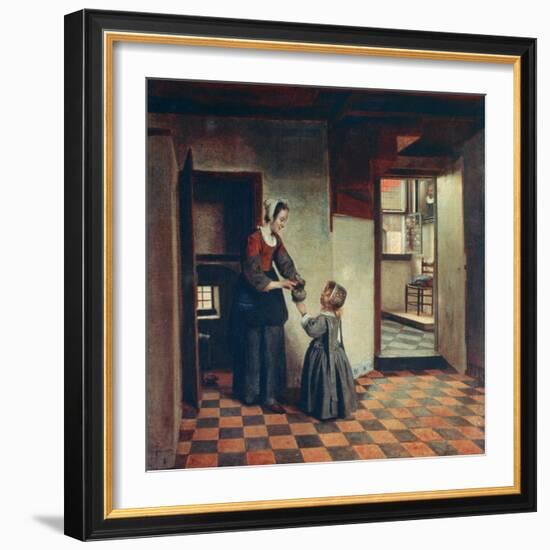 Woman with a Child in a Pantry, C1660-Pieter de Hooch-Framed Giclee Print