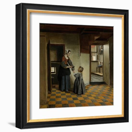 Woman with a Child in a Pantry-Pieter de Hooch-Framed Art Print