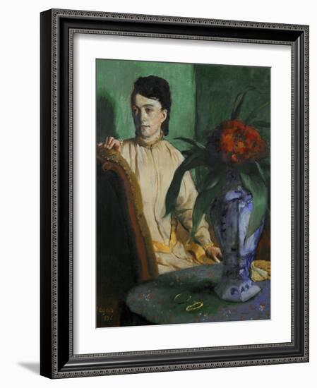 Woman with a Chinese Vase, 1872-Edgar Degas-Framed Giclee Print