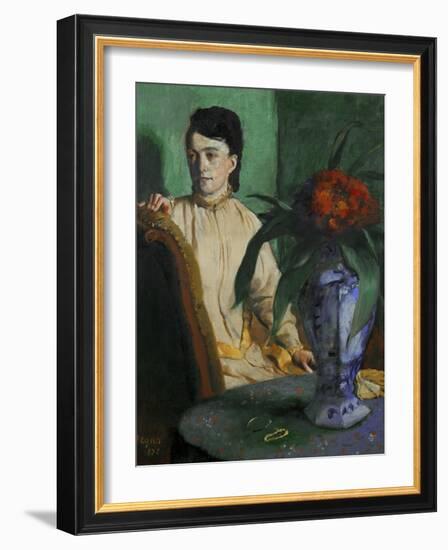 Woman with a Chinese Vase, 1872-Edgar Degas-Framed Giclee Print