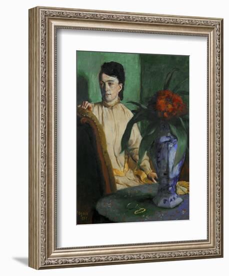 Woman with a Chinese Vase, 1872-Edgar Degas-Framed Giclee Print