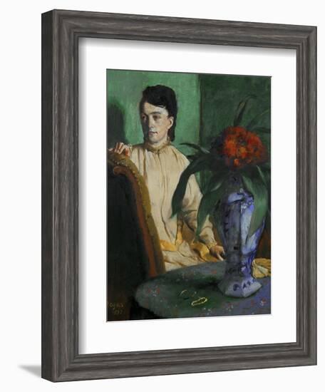 Woman with a Chinese Vase, 1872-Edgar Degas-Framed Giclee Print