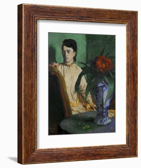 Woman with a Chinese Vase, 1872-Edgar Degas-Framed Giclee Print