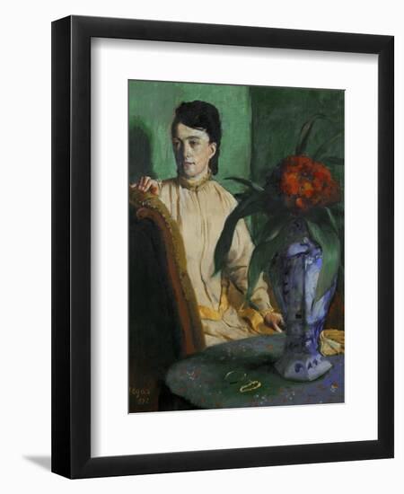 Woman with a Chinese Vase, 1872-Edgar Degas-Framed Giclee Print