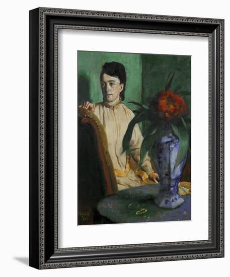 Woman with a Chinese Vase, 1872-Edgar Degas-Framed Giclee Print